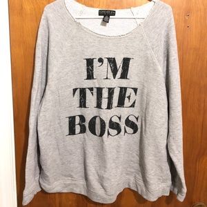 “I’M THE BOSS” gray sweatshirt